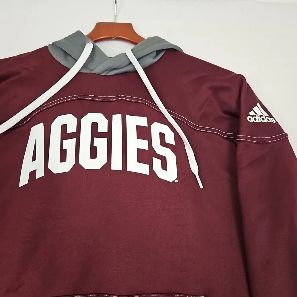 Adidas NCAA Texas‎ A&M Aggies Maroon Grey Pullover Hoodie Men's Small